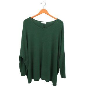 Bryn Walker Soft Knit Oversized Boxy Green Long Sleeve Lagenlook Tunic Top M